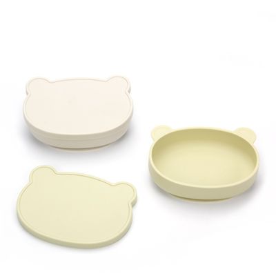 piastrina supplementare dell'alimento della ciotola del bambino del silicone 50K con la ciotola resistente della caduta dei bambini del fumetto dell'orso del coperchio